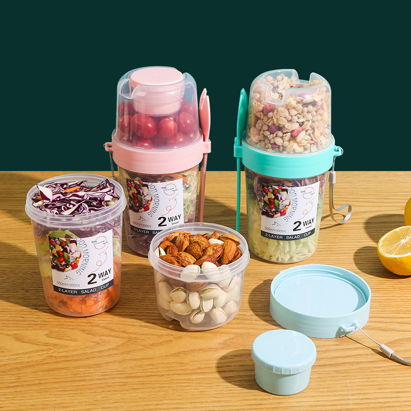 Breakfast Fruit Oat Yogurt Sal - đánh giá và giá Bento Box Two Tier